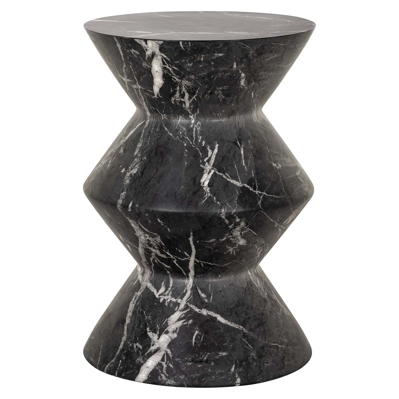 Mesa auxiliar Bosco imitación mármol negro (Negro)