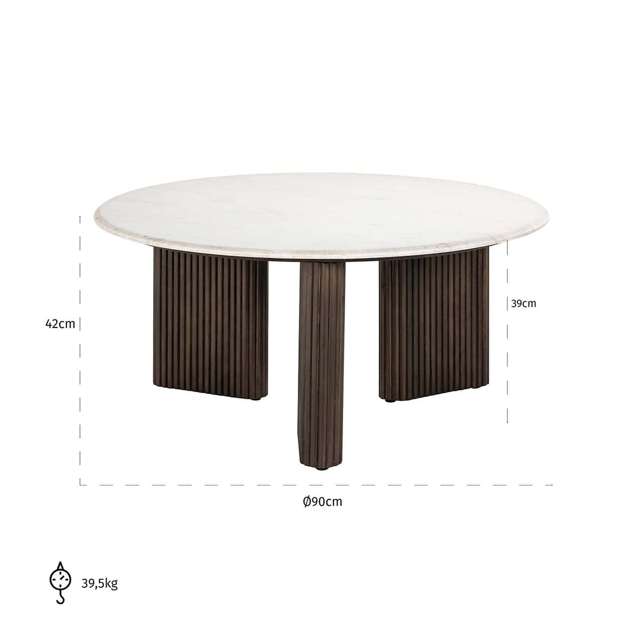 Mesa de centro Mayfield 90Ø (Blanca)