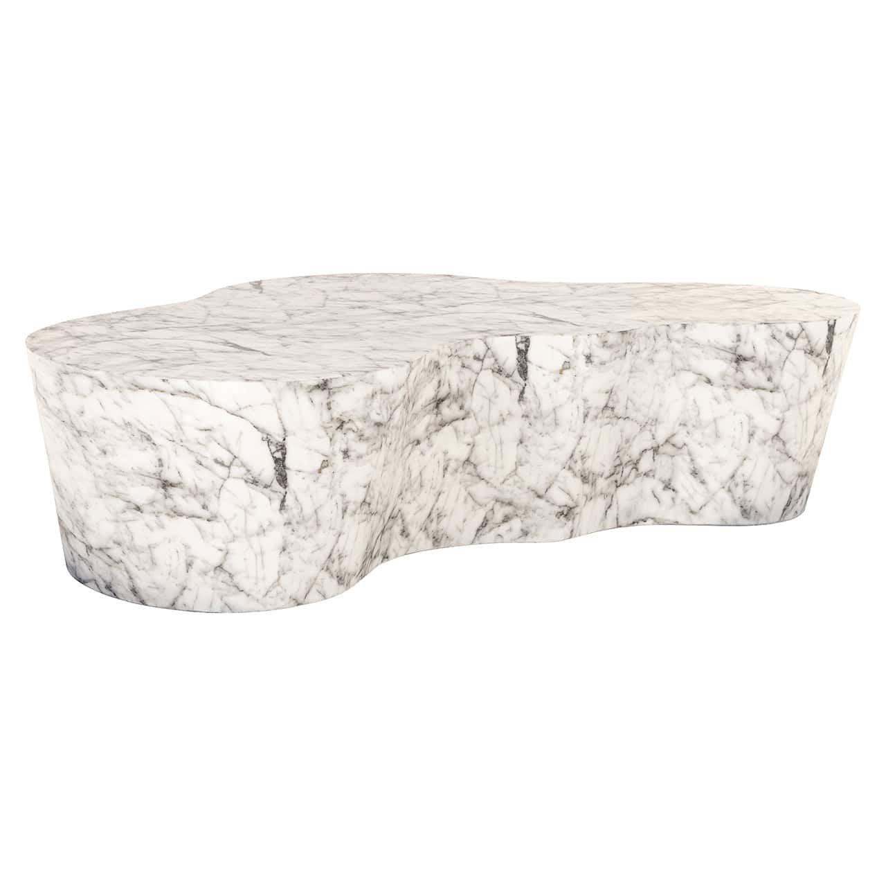 Mesa de centro Rockyard con aspecto de mármol para interior y exterior (blanca)