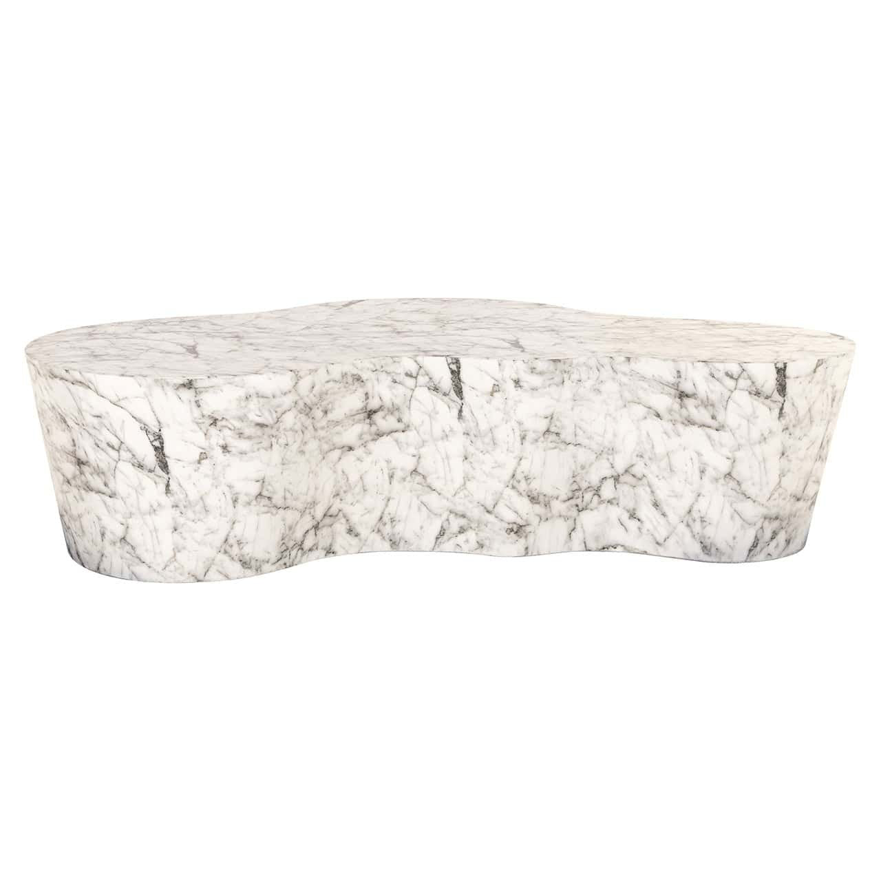 Mesa de centro Rockyard con aspecto de mármol para interior y exterior (blanca)