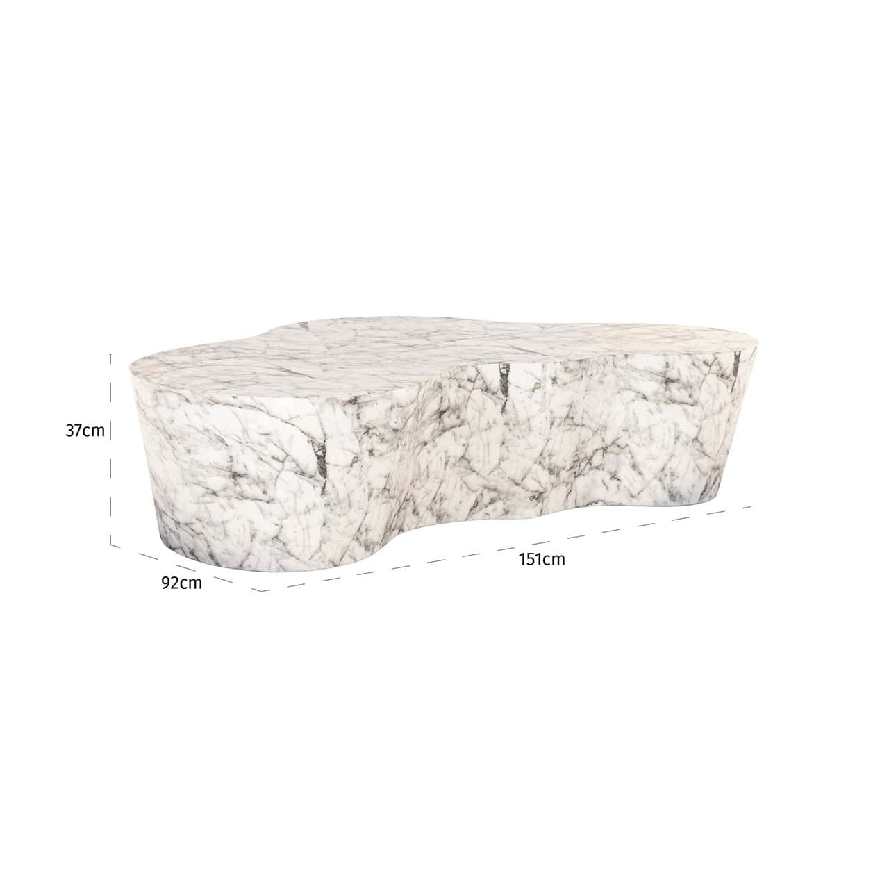Mesa de centro Rockyard con aspecto de mármol para interior y exterior (blanca)
