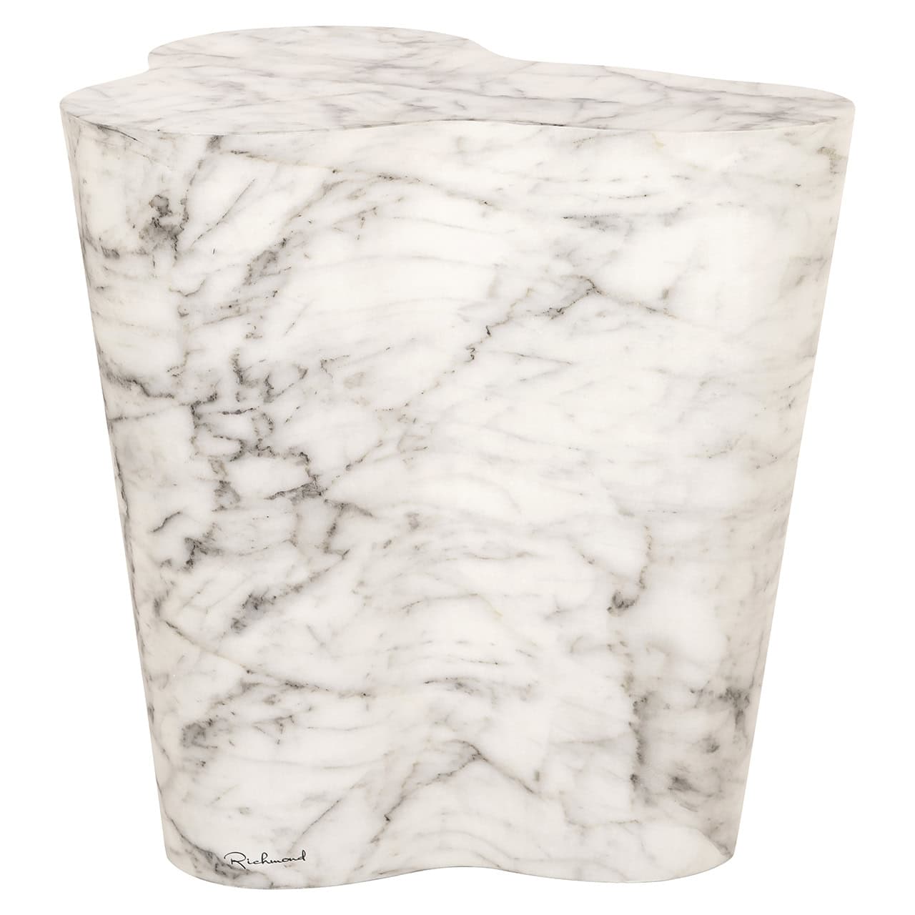 Mesa auxiliar Rockyard con aspecto de mármol para interior y exterior (blanca)
