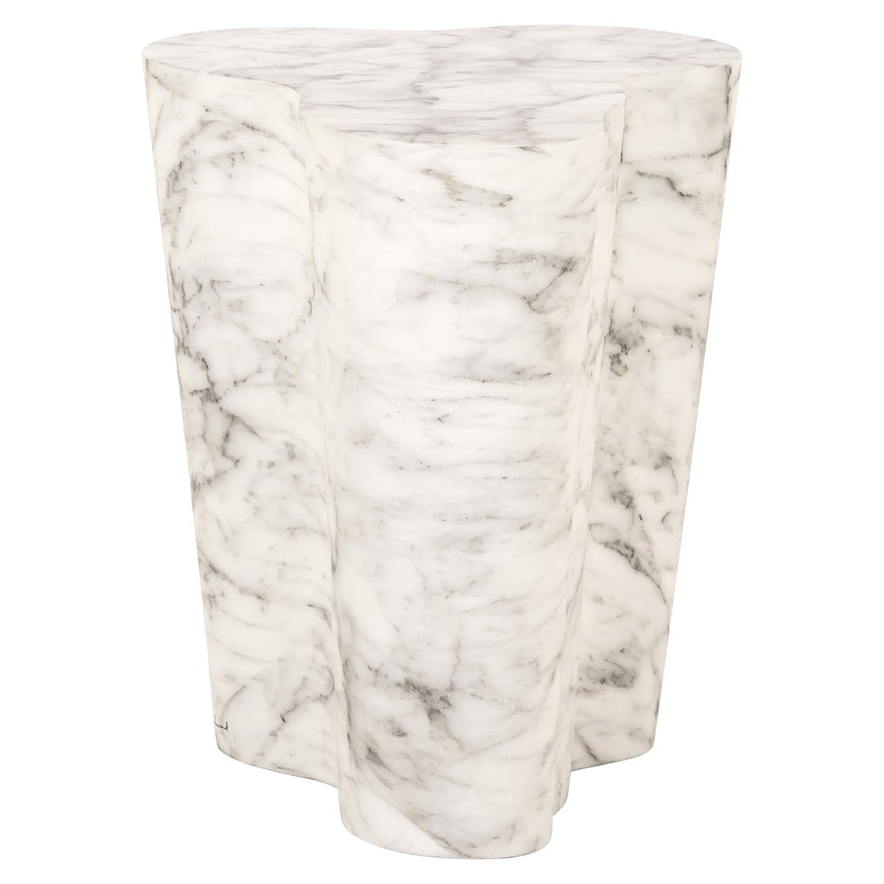 Mesa auxiliar Rockyard con aspecto de mármol para interior y exterior (blanca)