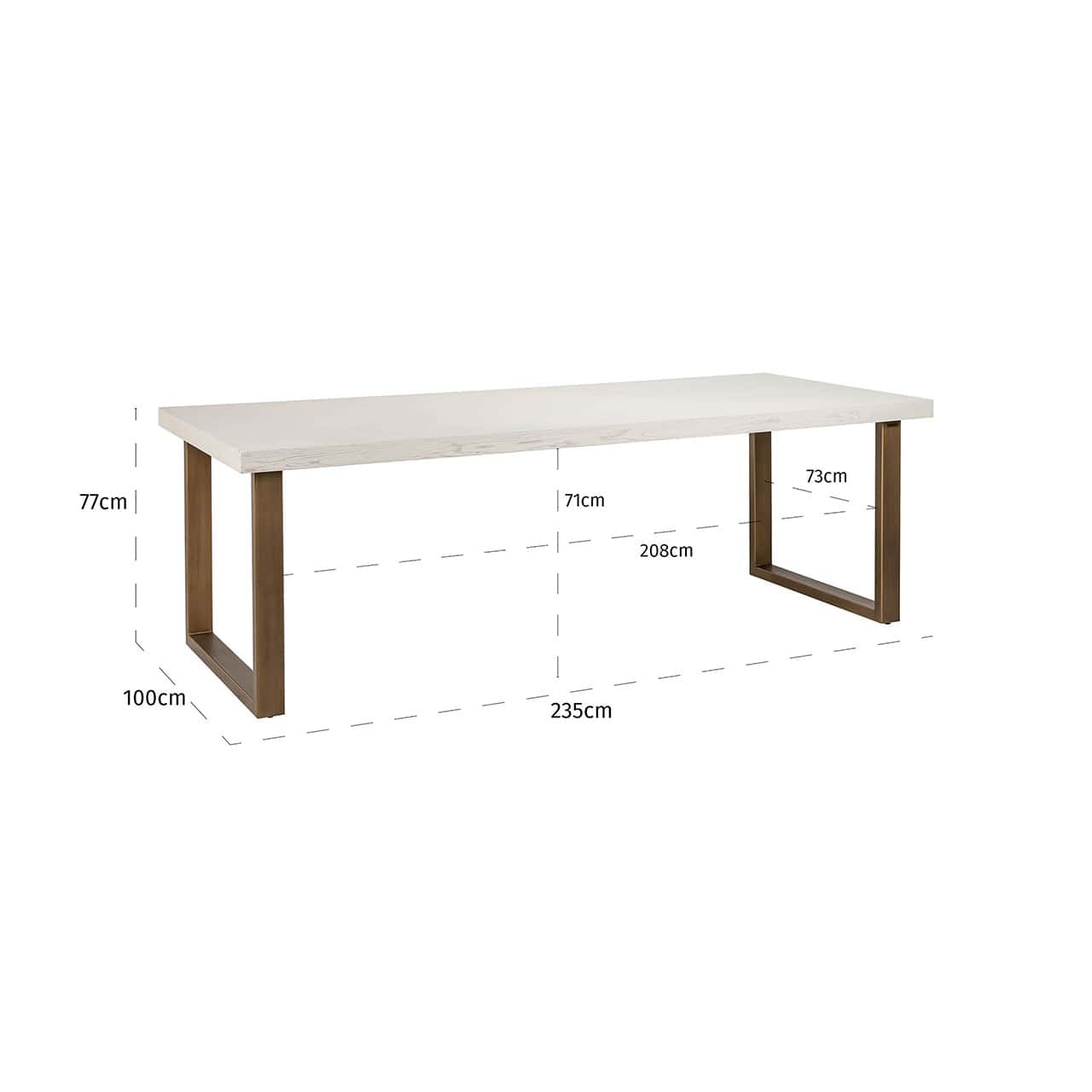 Mesa de comedor Whitebone latón 235 (Verona Grey)