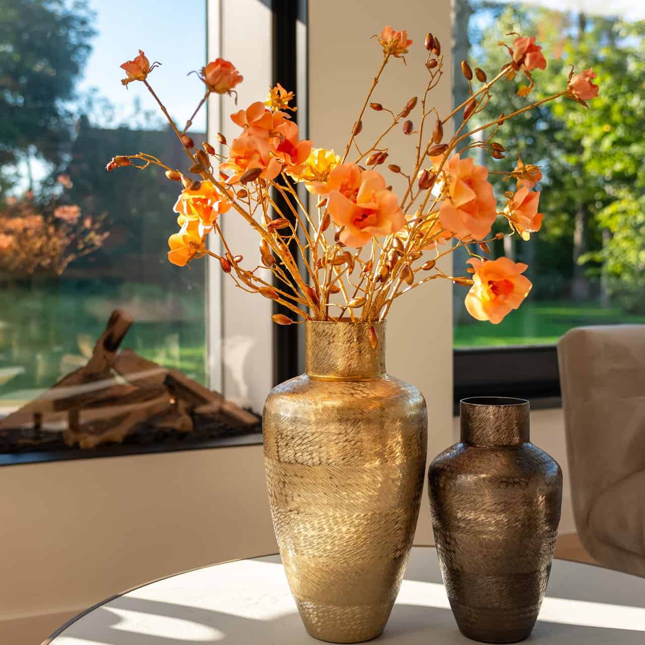 Jarrón Joah negro ahumado (humo)