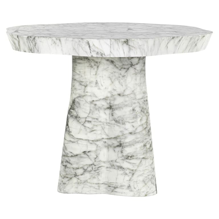 Mesa de comedor Rockyard 140Ø efecto mármol para interior/exterior (Blanco)