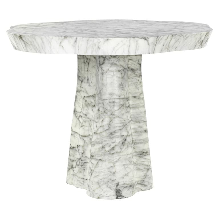Mesa de comedor Rockyard 140Ø efecto mármol para interior/exterior (Blanco)