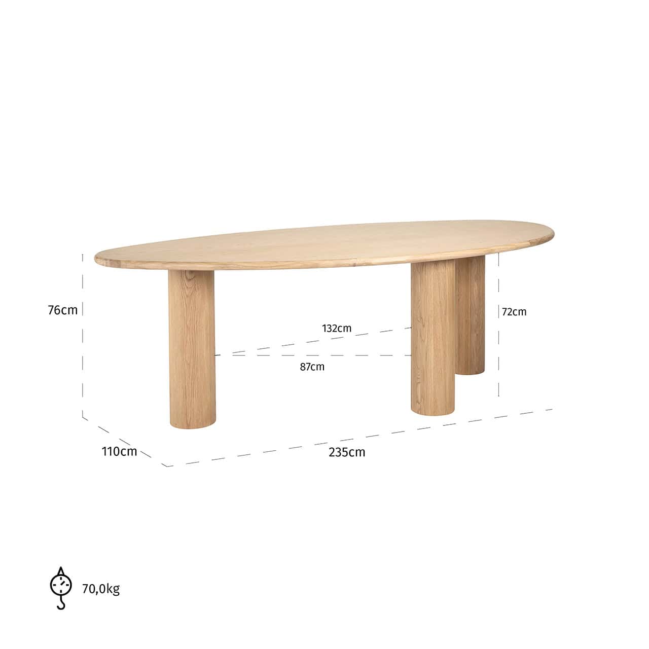 Mesa de comedor Oakley 235 (Roble natural)