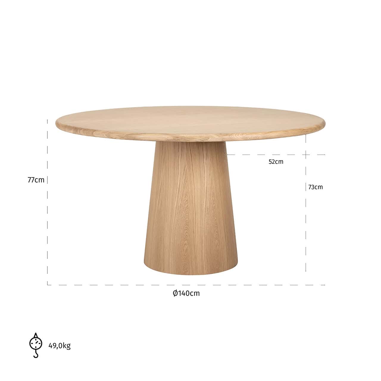 Mesa de comedor Oakley 140Ø (Roble natural)