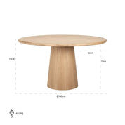 Mesa de comedor Oakley 140Ø (Roble natural)