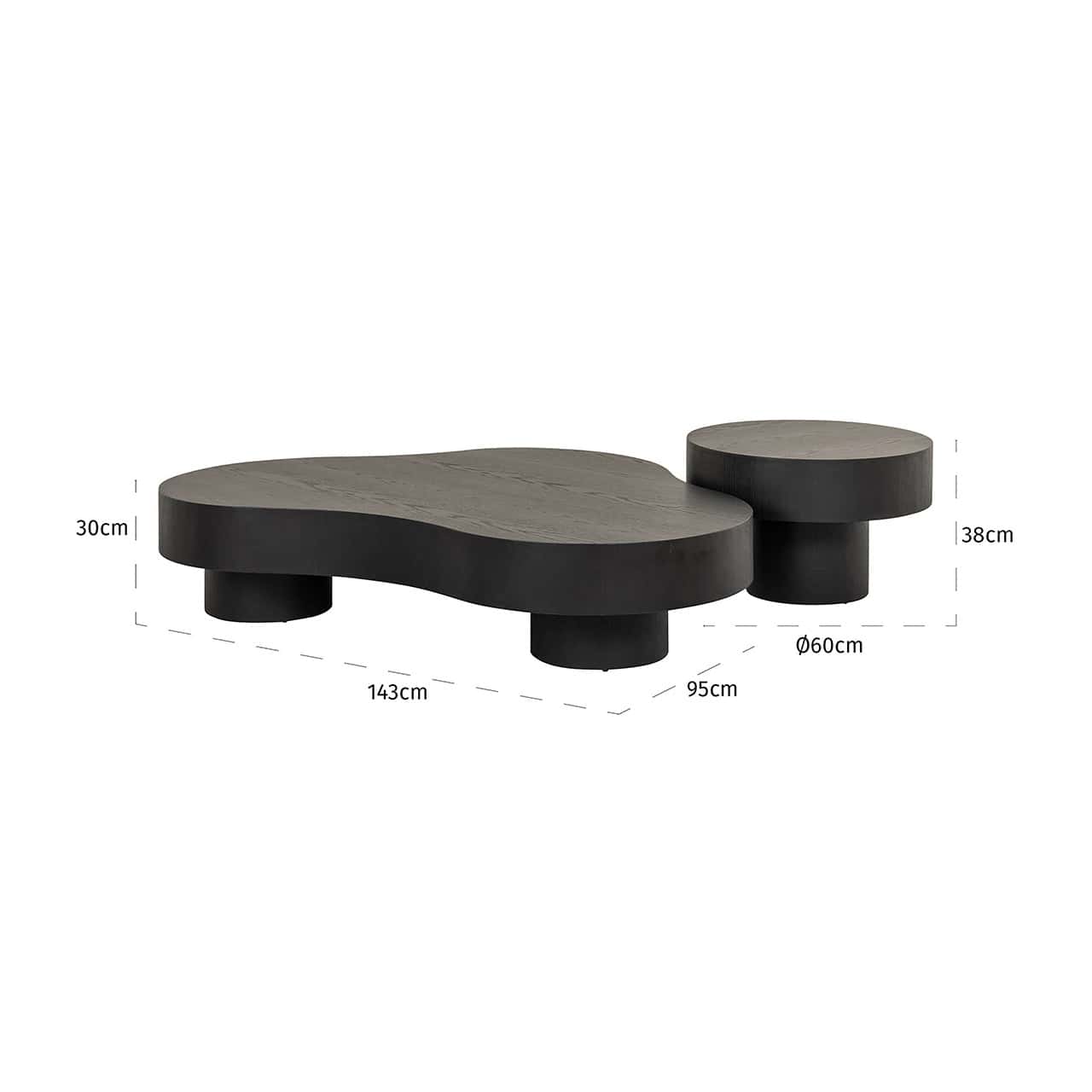 Mesa de centro Bogor juego de 2 café oscuro (café oscuro)