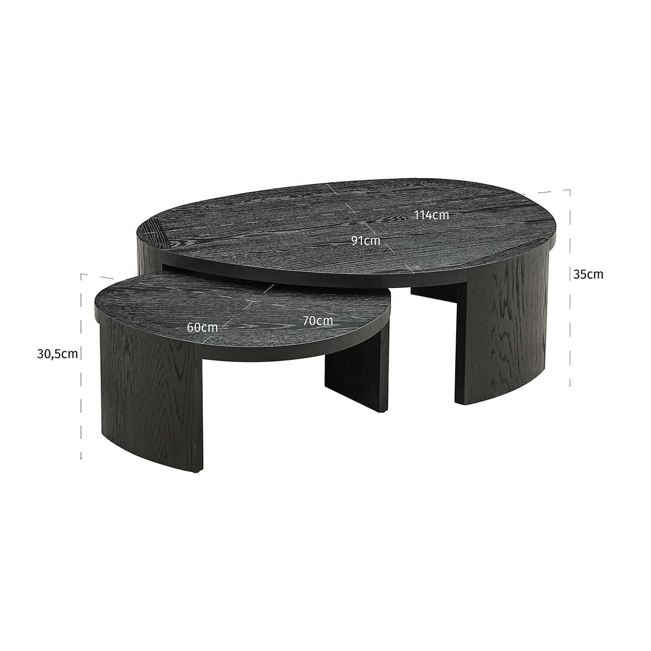 Mesa de centro Navarino juego de 2 (Café oscuro)
