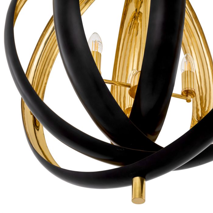 Chandelier Riley gunmetal finish polished brass