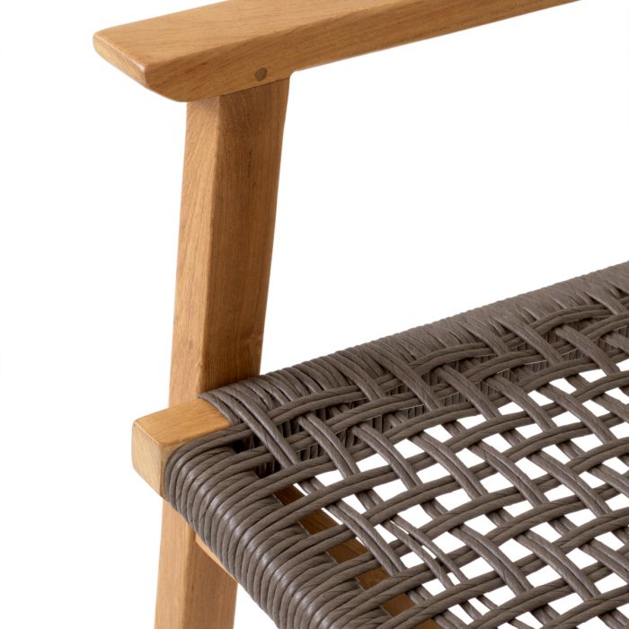 Outdoor Dining Chair Cancun natural teak faux rattan set of 2