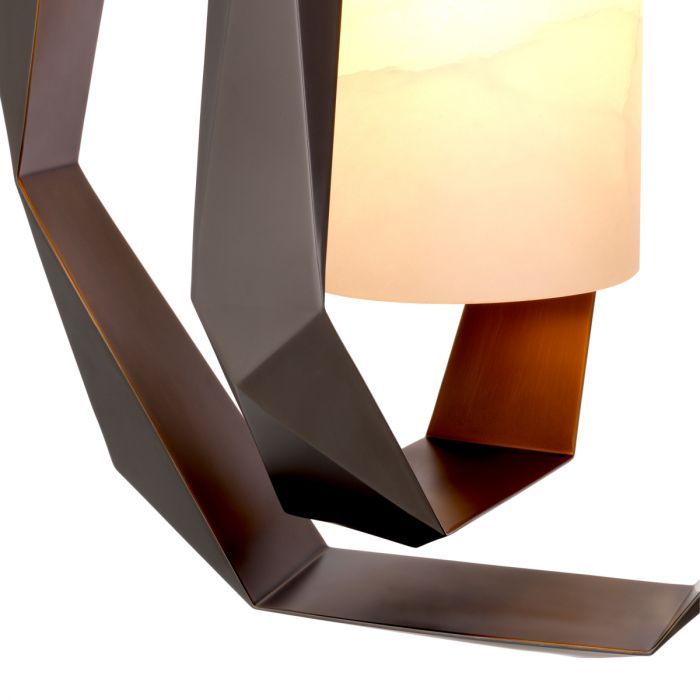 Chandelier Santos Double gunmetal finish incl alabaster