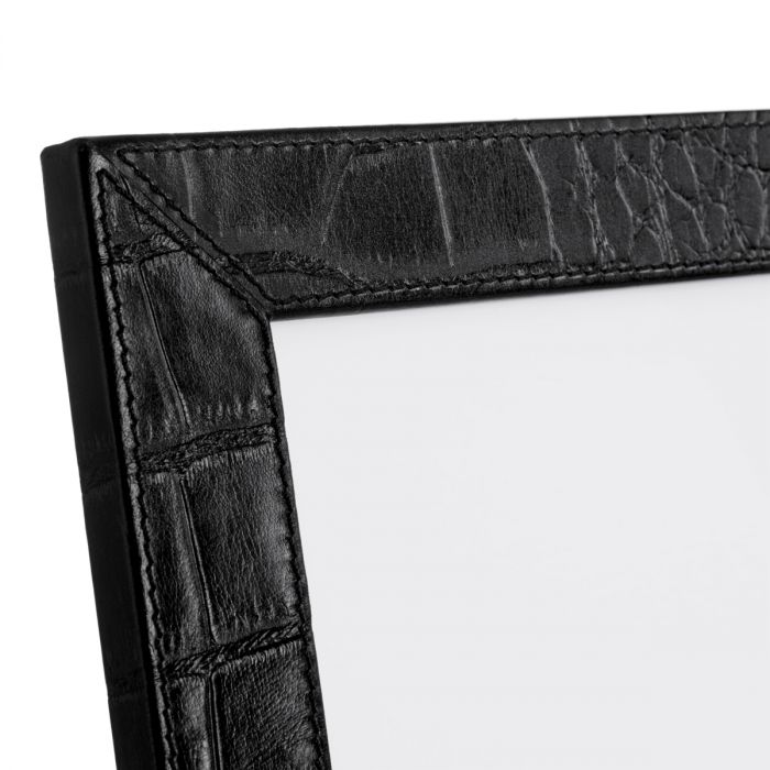 Picture Frame Scaleo croco embossed black leather set of 2