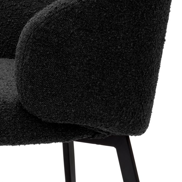 Dining Chair Lloyd with arm bouclé black set of 2