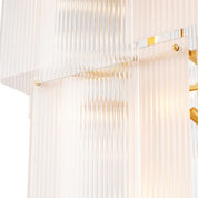 Lámpara de araña Giardano de cristal transparente y esmerilado con acabado en latón antiguo.