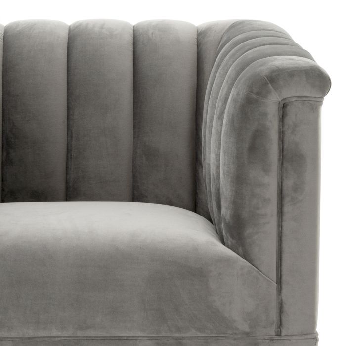 Silla Raffles Roche terciopelo gris marsopa