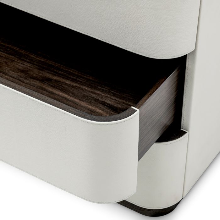 Desk Numana mocha straight oak veneer faux leather