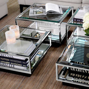 Coffee Table Tortona polished stainless steel S/4