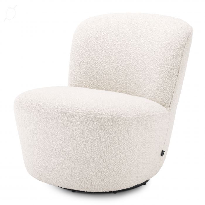Silla giratoria Doria bouclé crema