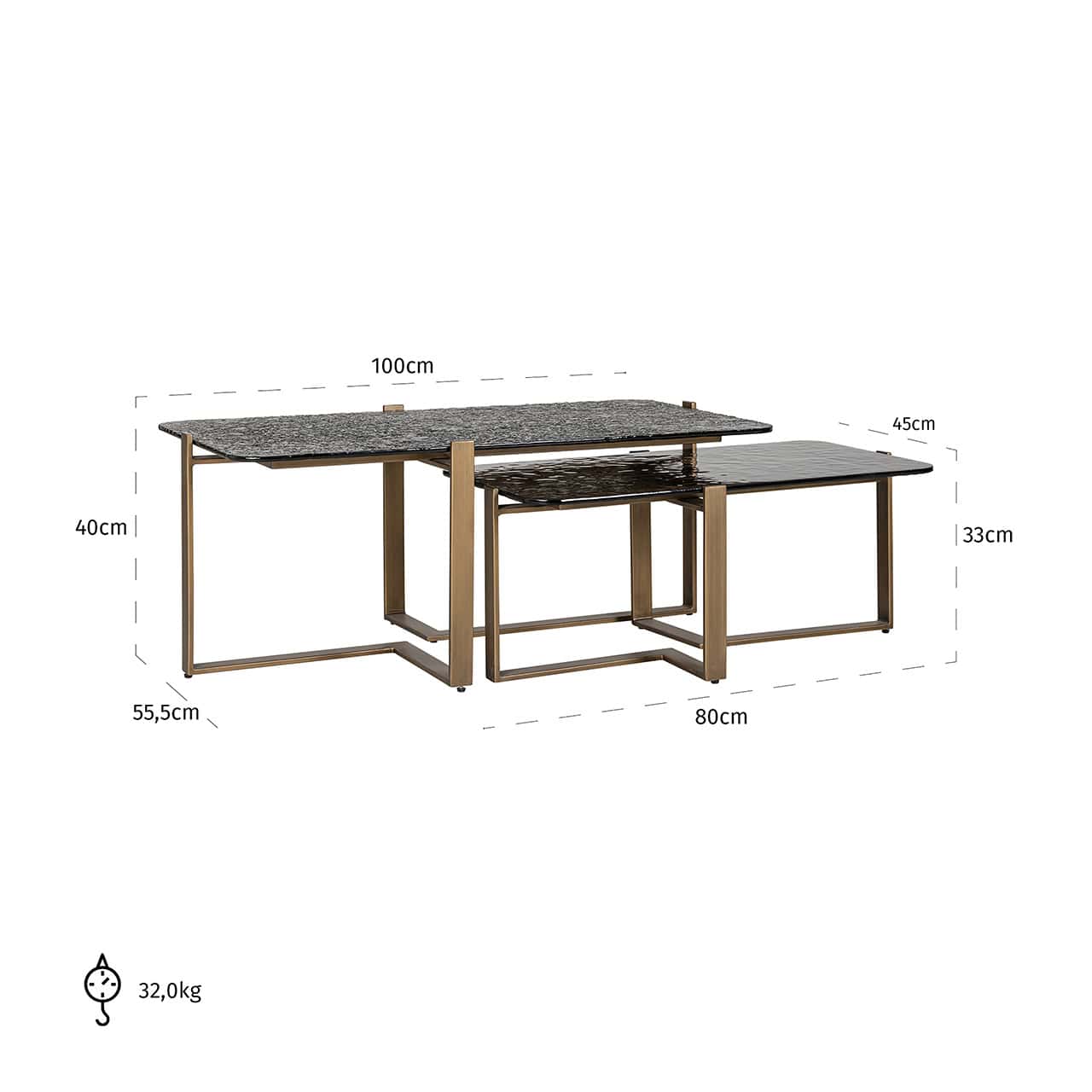 Mesa de centro Sterling, juego de 2 (marrón)