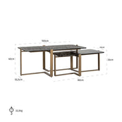 Mesa de centro Sterling, juego de 2 (marrón)