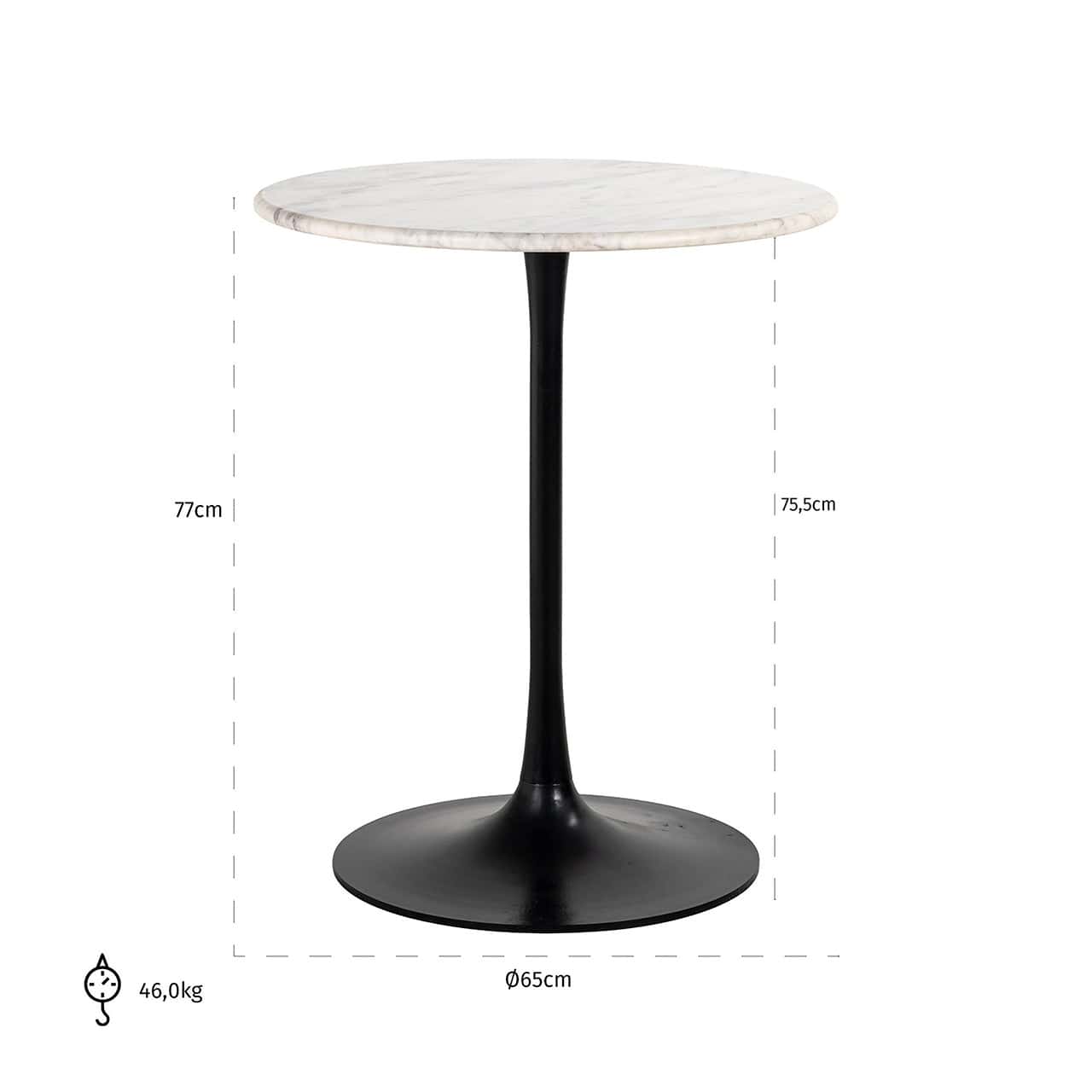 Mesa de bistró Carlten blanca 65Ø (Negro/blanco)