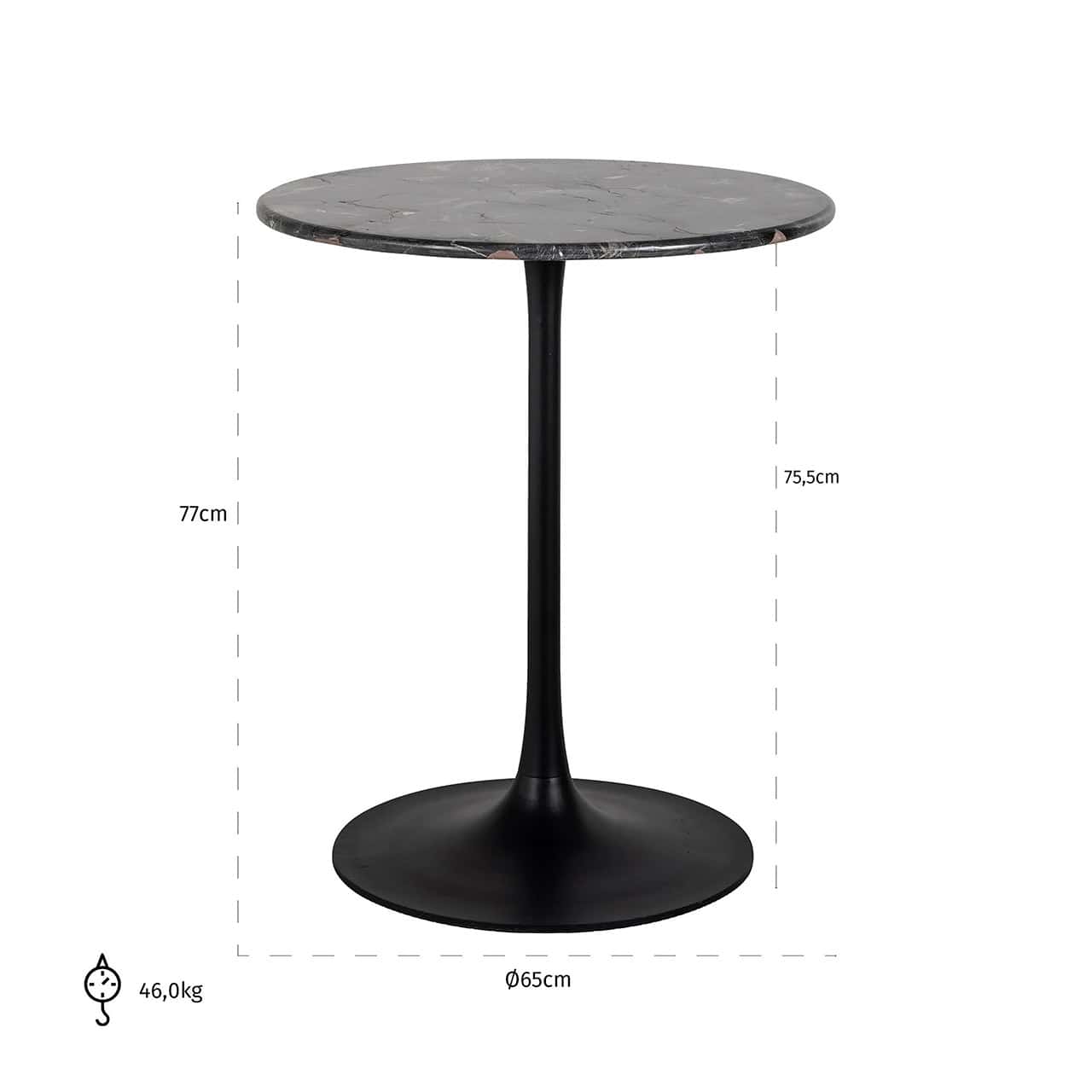Mesa de bistró Carlten 65Ø (Negro)