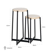 Mesa auxiliar Dillinger, juego de 2 (beige)