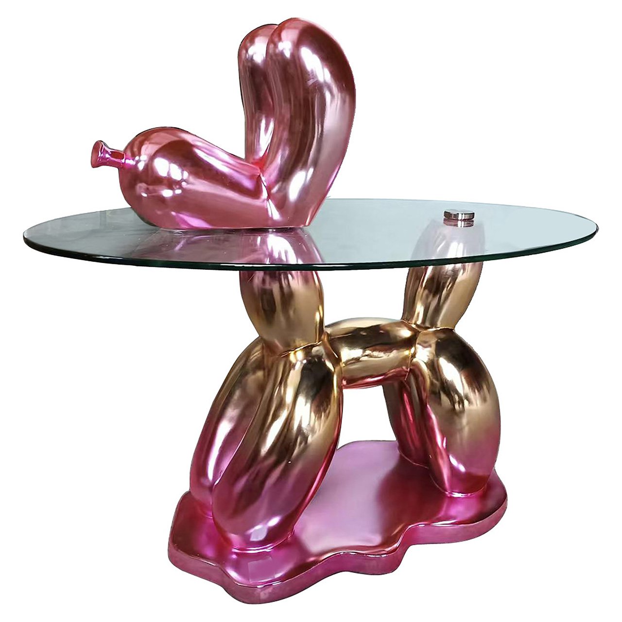 Mesa auxiliar Usha con cristal (rosa)