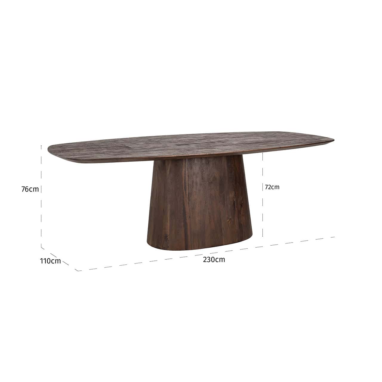 Mesa de comedor Alix danesa ovalada de 230 cm (marrón oscuro)