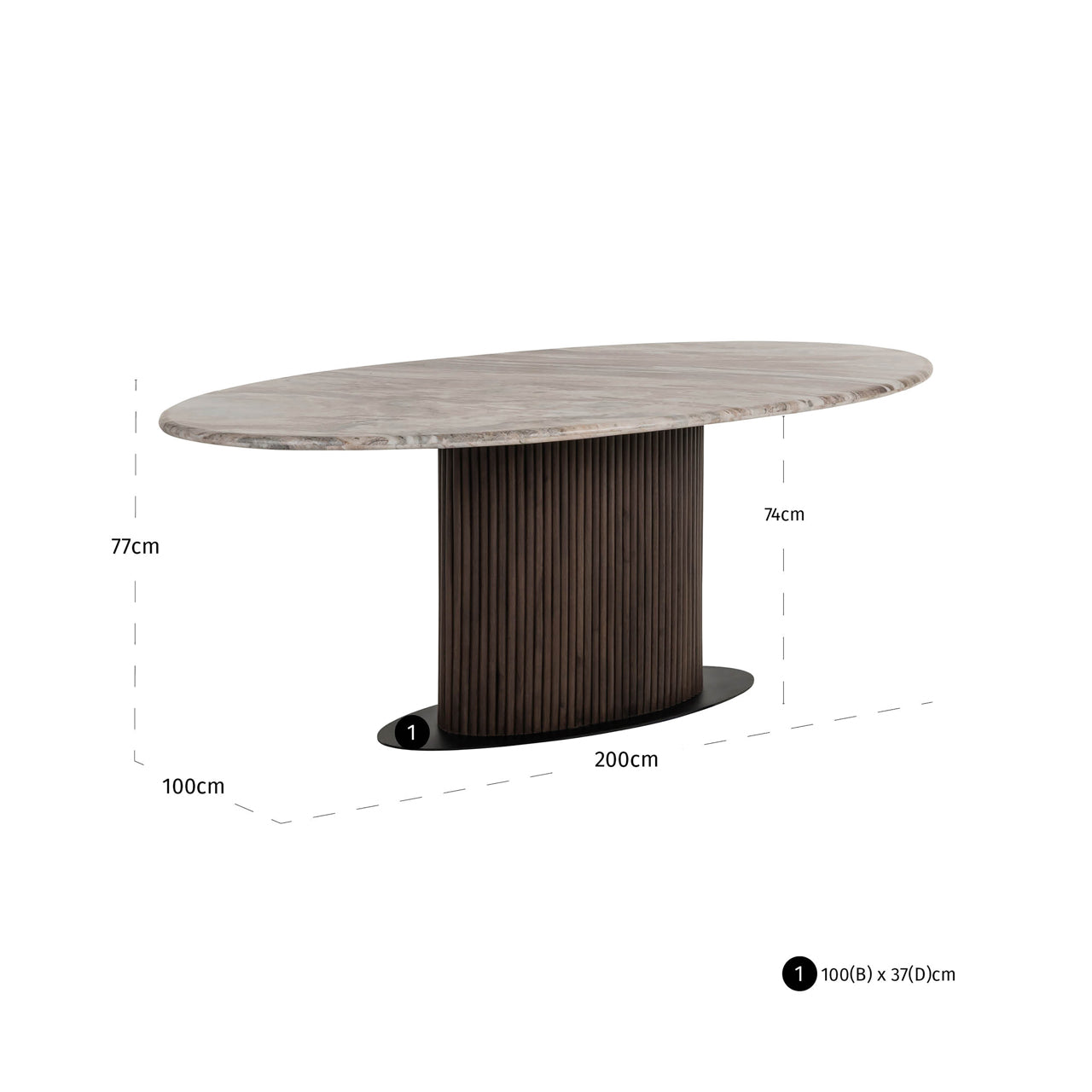 Dining table Rashford Blush beige oval 200