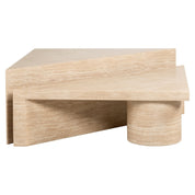 Mesa de centro Fictus, juego de 2, imitación travertino (beige)