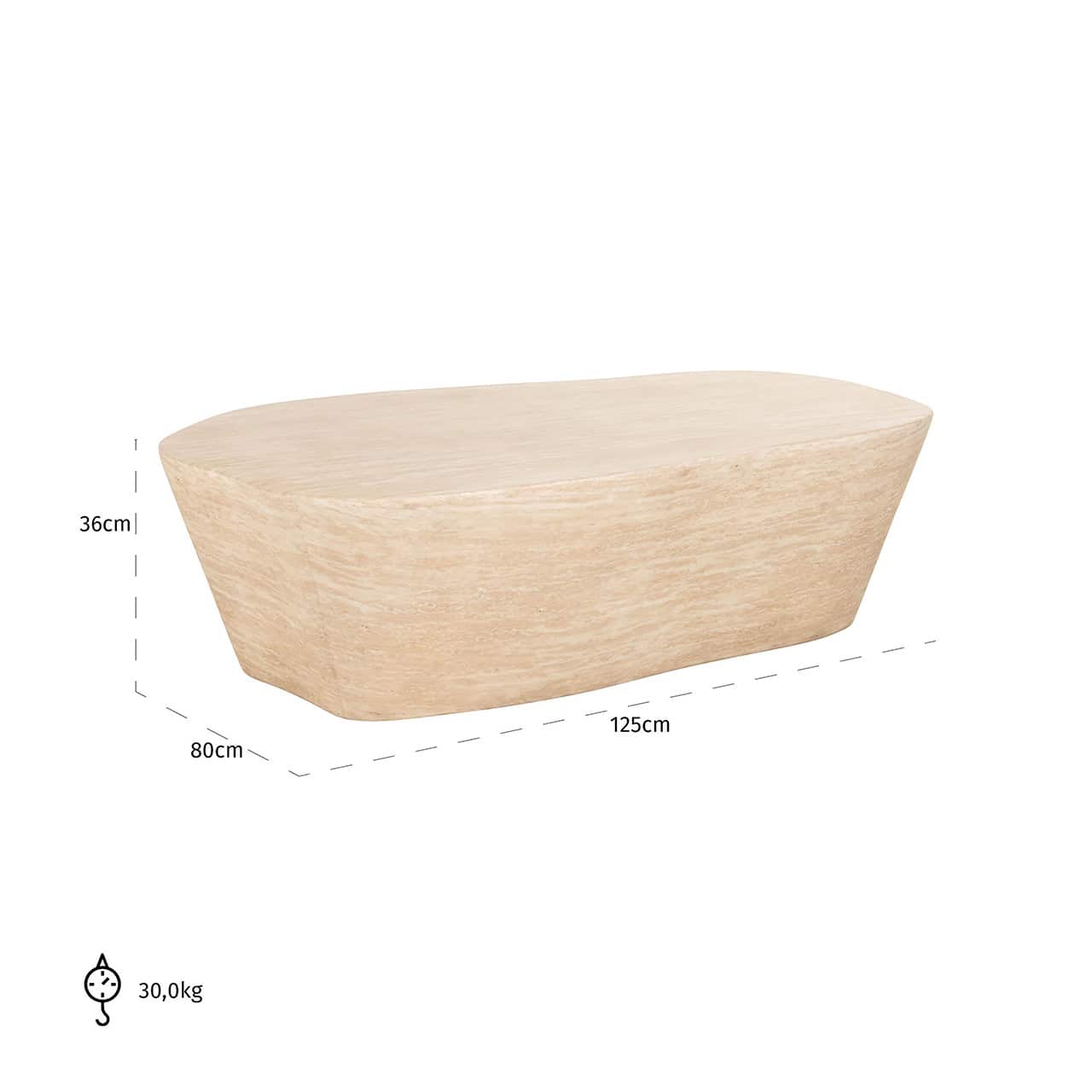 Mesa de centro Fictus 125 imitación travertino (beige)