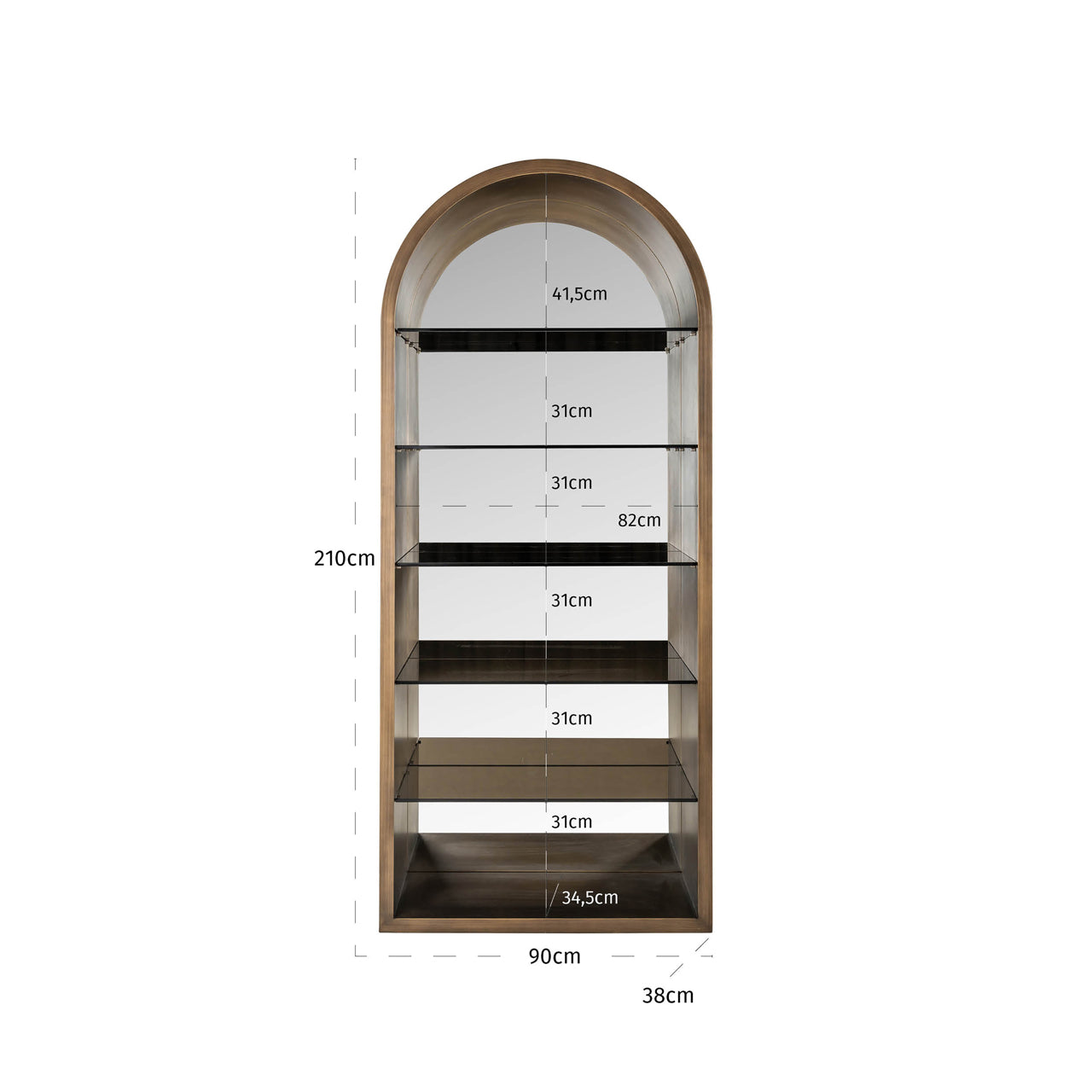 Display cabinet Bowic brushed gold