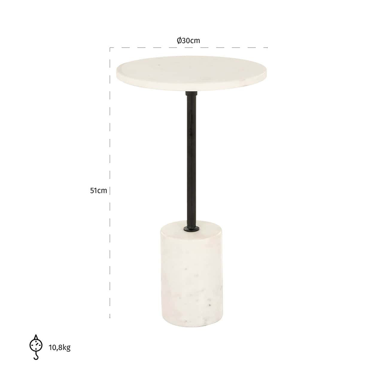 Mesa auxiliar Misty 30Ø (Negro/blanco)