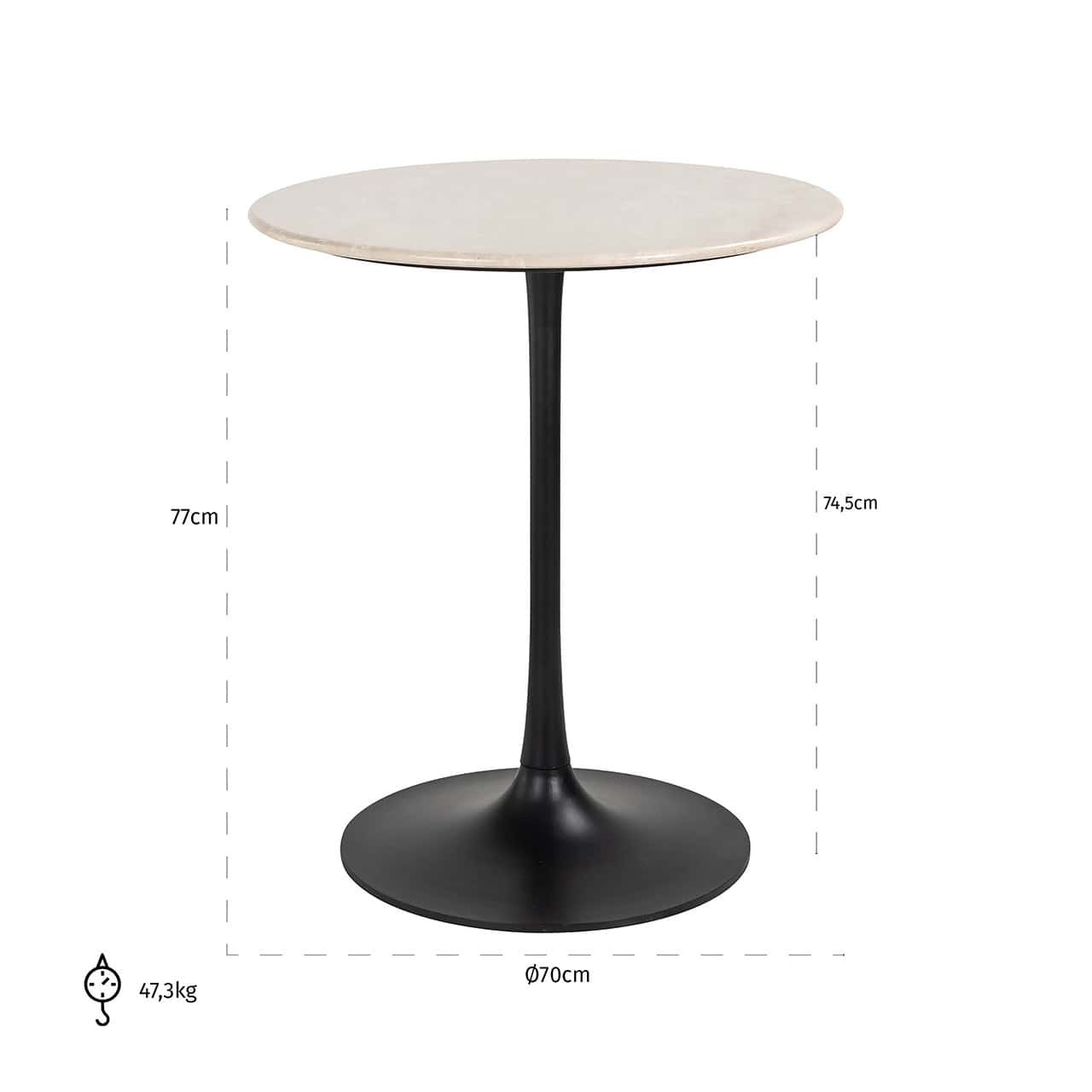 Mesa de bistró Tavolo redonda (beige)