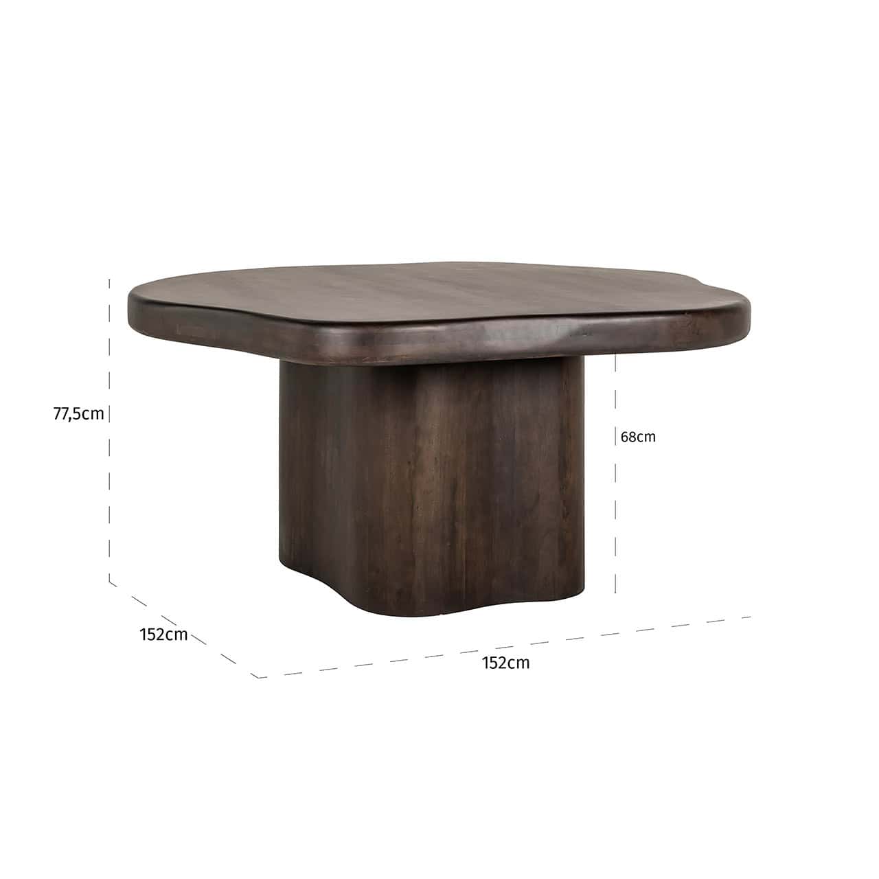 Mesa de comedor Sherman orgánica 152x152 (Marrón)