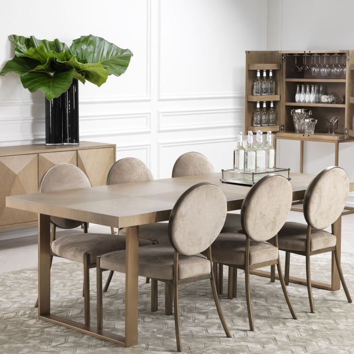 Dining Chair Scribe dark brass greige velvet