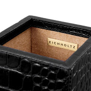 Desk Set Scaleo croco embossed black leather set of 3