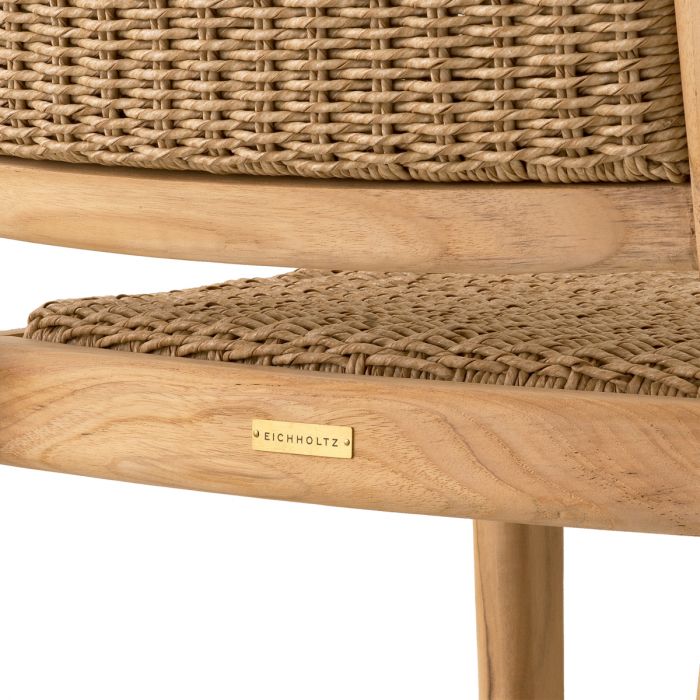 Outdoor Dining Chair Pivetti with arm natural teak faux rattan