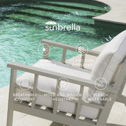 Sofá de exterior Royal Palm lona sunbrella arena