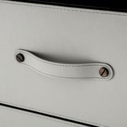 Desk Numana mocha straight oak veneer faux leather