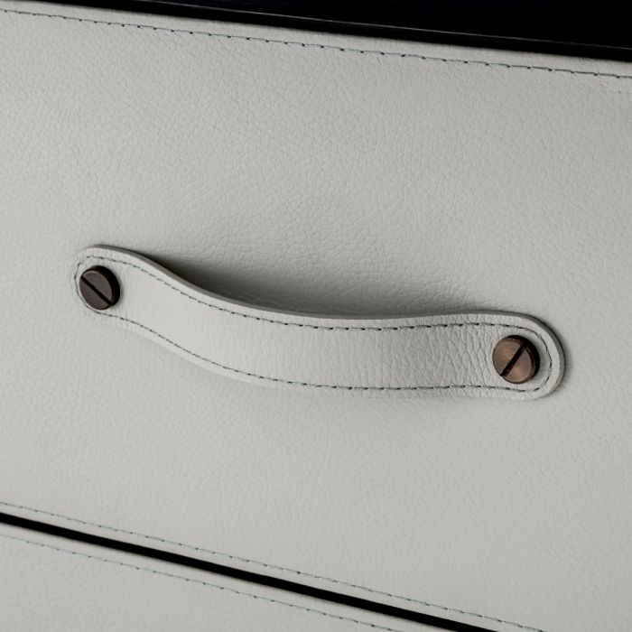 Desk Numana mocha straight oak veneer faux leather