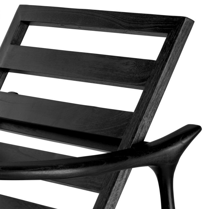 Chair Manzo classic black finish bouclé grey incl cushions