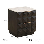 Nightstand Claremont 2-drawers (Brown)
