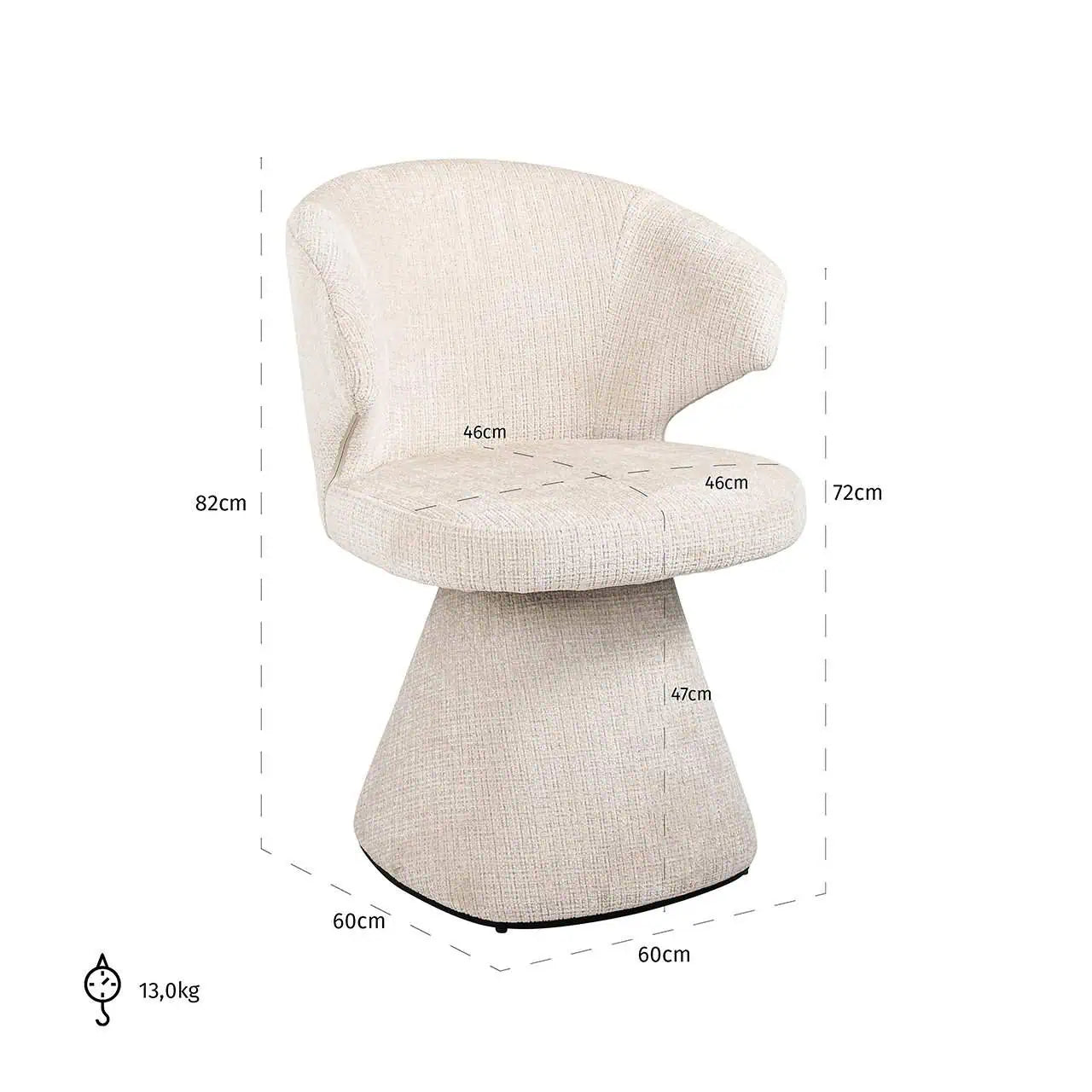 Silla Gatsbi chenilla beige ignífuga (Niagara 902 chenilla beige)