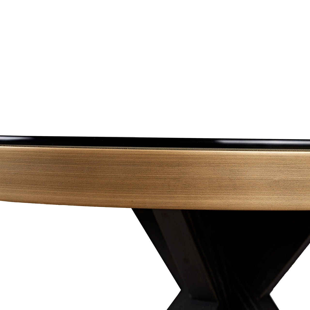 Dining table Bloomville brass shagreen incl. glass top 140Ø